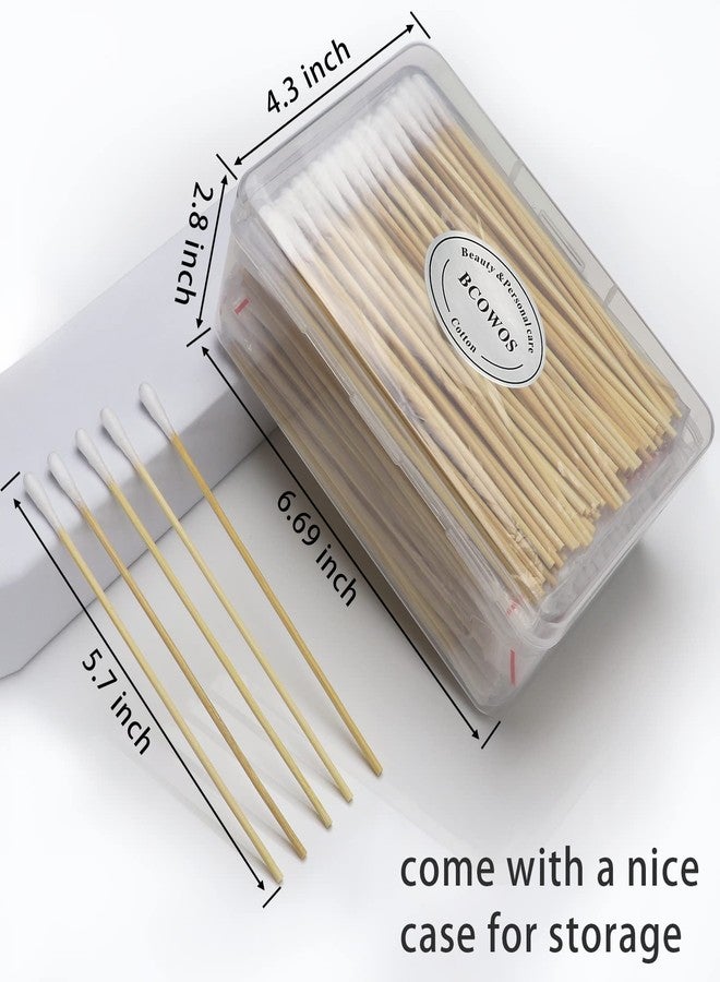 Bcowos 500 Count Long Cotton Swabs - 6 Inch Bamboo Cotton Swabs - Biodegradable Tips Applicators for Cleaning, Makeup, Pets Care (In Storage Case) - Image 4